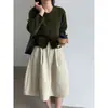 Cardigan LUXI de Tricô Macio com Gola Redonda Estilo Preguiçoso para Mulheres, Bainha Enrolada de Outono, Jaqueta Suéter Simples e Versátil ss1101