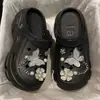 Zuecos de diseño floral con suela gruesa para mujer, sandalias de punta cerrada, nuevas de moda de verano antideslizantes 2026 estilo playa con aumento de altura