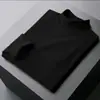Camiseta interior de terciopelo alemán para hombre 2024 otoño e invierno cuello semi-alto manga larga T-shirt de terciopelo de doble cara prenda superior cálida
