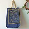 Bolsa de Armazenamento em Jeans Escuro Bolsa Tote de Viagem Alça de Corda de Algodão Impermeável Bolsa Grande de Compras Organizador de Roupas