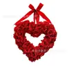 Corona de Corazón de Rosa para el Día de San Valentín Transfronteriza, Decoración Colgante, Flor Artificial de Rosa de Tela en Forma de Corazón, Adorno Colgante para Puerta de Boda y Festival