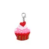 Chaveiro de bolo de desenho animado em PVC, pingente de chave fofo para meninas, charme de bolsa DIY, pequeno ornamento com tema de comida, chaveiro criativo