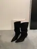 Novas botas de equitação de cano médio para mulheres 2026, estilo fino para primavera e outono, salto agulha, bico fino, botas curtas, efeito emagrecedor, botas Martin de salto alto e botas de tornozelo