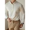 Verano Nuevo Estilo Polo de Algodón Piqué Solapa Camiseta de Manga Larga para Hombre con Cuello Ropa de Trabajo de Negocios Exportación Venta al por Mayor Transfronteriza