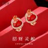 Pendientes originales nuevos de estilo chino con forma de serpiente de la fortuna de plata de ley s925, pendientes de aguja de plata festivos de Año Nuevo con marea nacional retro