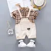 Conjunto de Dos Piezas para Bebés Niños Verano 2024 Nuevo Estilo Camisa a Cuadros y Peto de Mezclilla Transfronterizo