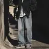Jeans de pierna ancha estilo americano para hombre, lavado desgastado, corte recto, ajuste holgado, moda urbana, modernos, pantalones largos casuales
