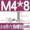 Tornillo Hexagonal Exterior de Acero Inoxidable 316 Perno Hexagonal Exterior M3M4M5M6M8M10M12M14M16M18M20M24