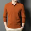 2026 Moda de Negócios Masculina Gola Lapela Espessada Casual de Negócios Tricô de Alta Qualidade Camisa Camada Base Quente