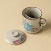 Taza de Cerámica Ru Kiln con Tapa, Taza de Té Personal Integrada con Separación de Té y Agua en Forma de Media Luna