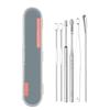 Orelha Cavando Colher 6 peças Set Aço inoxidável espiral Ear Ear Picking Tool Ear Scrap Cleaner Ear Digging Spoon