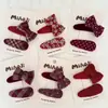 Nuevo par de pinzas BB de gota de agua infantiles con lazo de puntos florales rojos pinza para pelo de bebé pinza para flequillo