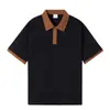 Camisa Polo de Algodón a la Moda con Solapa en el Hombro Ropa de Trabajo Estampado Graduación Manga Corta Ropa de Clase Combinación de Colores Hombro Camiseta Holgada