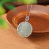 Yilu prata S925 prata de lei jade Hetian vintage desgastado zachilam esculpido pingente redondo pingente mantra de seis palavras
