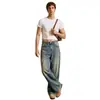 Nuevos jeans de mezclilla lavada estilo americano, unisex, corte holgado, pierna ancha, relajados, retro y casual, pantalones largos