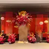 Nova Decoração de Banquete de Noivado Chinês Tecido de Gaze Semitransparente Estilo Chinês Cortinas de Gaze Vermelha para Casamento Cortinas de Tecido Decorativas para Atmosfera Personalização