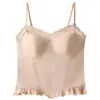 Ropa interior tipo tank top acolchada con encaje incorporado, sin costuras, espalda hermosa, adecuado para usar en capas o solo, sujetador de longitud larga, transfronterizo