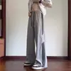 Pantalones anchos de tres rayas para hombre, verano finos de seda de hielo de secado rápido, fluidos rectos, estilo juvenil de alta calle americana