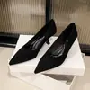 Zapatos Negros de Tacón Alto Estilo Francés para Mujer, Nuevos Versátiles 2025 para el Trabajo, Cómodos para Viajar al Trabajo y Uso Profesional, con Puntera Fina