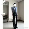 Calça de Terno Masculina Versátil e Moderna para Outono com Caimento Moda Casual Americana Temperamento Não Amassa Toque de Luxo Calça Longa Micro Flare