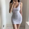 Atacado Transfronteiriço de Vestido Bodycon Ajustado Puro e Sexy com Estampa de Letras Estilo Streetwear Casual Europeu e Americano