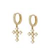Aretes de Aguja de Plata S925 Lujo Accesible Francés Ins Geométricos Diamante Blanco Aretes Simples Cuadrados Gota de Agua Cruz Juego de Aretes
