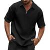 2025 verano comercio exterior nueva playera polo hombre casual cómoda jacquard cuadrado pequeño color sólido solapa deportiva manga corta