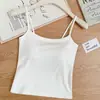 Camisola de modal para mujer con copas fijas, capa base sencilla, top corto tipo tubo con copas fijas