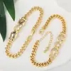 Distrito de Lu Cruzamento Novo Cobre Incrustado Zircônia Criativo Duas Cabeças Leopardo Pingente Conserva de Cor Ouro Genuíno Galvanizado Personalizado Hip-hop Pulseira