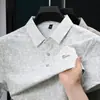 Camisa Polo Popular de Manga Corta para Hombre en Transmisión en Vivo, Estilo Delgado de Verano, Versátil Camiseta de Cuello Campana para Negocios Casual con Estampado, Manga Media para Hombre
