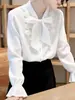 Camisa Chic con Lazada Estilo Francés para Mujer, Nuevo Diseño Primavera y Otoño 2026, Top Único, Elegante Camisa a Capas, Moderna