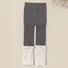 Calça para bebê menina, novo estilo outono e inverno, fleece fino, espessa, versátil, malha de algodão, escovada, leggings quentes para bebês