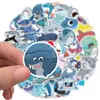 50 Pegatinas Lindas de Tiburón de Dibujos Animados, Decorativas Personalizadas para Equipaje Cuaderno, Pegatinas Impermeables Desmontables Sin Repetir