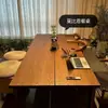 Mesa de Jantar em Madeira de Freixo Estilo Mobiene, Mesa de Jantar em Madeira Maciça para Sala de Estar, Bancada de Trabalho, Combinação Simples de Mesa de Jantar e Mesa de Escritório para Casa