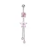 Conjunto de 5 peças de aço inoxidável para piercing de umbigo, laço simples com zircônia, coração de pêssego, joias sexy para piercing, atacado