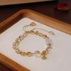 Pulsera de Citrino Natural con Forma de Cuentas Joyería de Mano de Sentido Avanzado Cristal Cristal Amarillo Torre Cristal Cinco Emperadores Moneda de Cobre Montaña Accesorios Fantasma
