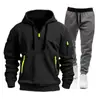Conjunto de Moletom Esportivo Transfronteiriço Outono e Inverno 2025 Masculino com Capuz com Zíper e Vários Bolsos Moletom Esportivo Light Board