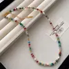 Collar de Perlas de Agua Dulce Naturales y Piedra para Mujer, Gargantilla de Perlas Dopamina de Piedra de Colores Arcoíris, Pulsera en Capas de Moda