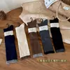 Calcetines de Invierno/Otoño para Mujer, Estilo Japonés, Bloques de Color Cálido, Seda y Lana, Micro-Presión, Calcetines Largos Adelgazantes para Mujer