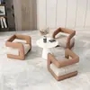 Sofá Individual Estilo Italiano, Lujo Ligero Moderno para Oficina, Recepción y Sala de Reuniones, Sofá, Mesa y Sillas para Zona de Ocio y Descanso