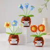 Flor de Tricô de Energia Positiva Transfronteiriça Planta em Vaso Produto Acabado Fio de Lã Flor de Simulação Ornamento de Mesa Boneca de Cartão de Mão