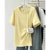 Camiseta Casual de Verano con Encaje, Abertura y Manga Corta para Tallas Grandes (100 kg), Nuevo Diseño Elegante 9962