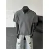 Camiseta de Manga Corta con Cuello en V y Estampado de Espiga para Hombre, Marca de Verano de Moda, Camiseta de Manga Media Resistente de Alta Calidad, Top Holgado, Nuevo Estilo