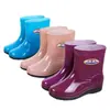 Botas de Lluvia de Moda de Caña Alta para Mujer con Forro de Lana, Zapatos de Agua Calientes, Zapatos de Goma Engrosados Antideslizantes, Botas de Agua Impermeables de Media Pantorrilla para Adultos