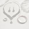 En stock, joyería explosiva para bodas, collar, pendientes, pulsera, anillo, joyería, traje de lujo con diamantes de imitación, conjunto nupcial, cadena