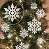 Decorações de Natal Amazon Novas Transfronteiriças Floco de Neve com Glitter Floco de Neve de Plástico Branco Decoração de Árvore de Natal Floco de Neve