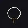 Pulsera de Moda de Venta Caliente Transfronteriza 2026 con Diamantes y 26 Letras, Pulsera de Perlas de Imitación Ovaladas, Disponible para Venta al por Mayor para Mujeres