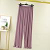 Calças largas primavera e verão Audell Calças soltas rosa Classic Bit Cotton Side Straight Calças femininas tamanho grande
