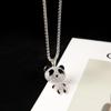 Colar Panda Cravejado de Diamantes Aço Titânio para Casal Acessórios Comemorativos Pingente de Liga Corrente para Suéter Joias para Camiseta Outono e Inverno