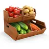 Caja de Almacenamiento de Madera Caja de Almacenamiento de Frutas y Verduras de Doble Capa Caja de Almacenamiento de Madera de Acacia Caja de Madera Multifuncional